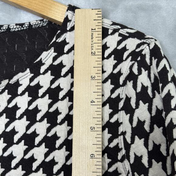 Ali Miles Top Womens Medium Black White Houndstooth Bell Sleeve Artsy Langenlook - Picture 10 of 11